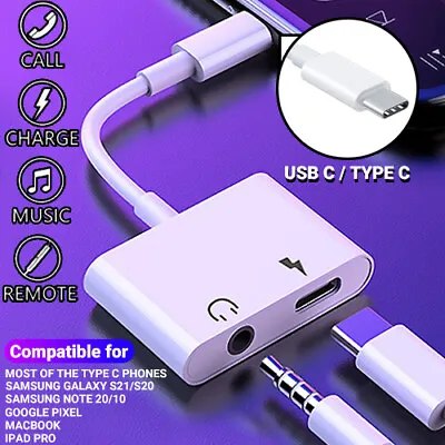 Type-C USB C To 3.5mm Jack Headphone & Charger 2 In 1 Adapter For Samsung Galaxy • $4.99