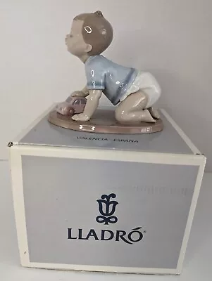 Lladro #6429  - READY TO ROLL  - Crawling Baby Boy With Toy Car - MINT CONDITION • $42.95