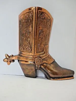 BRONZE WESTERN COWBOY BOOT With SPUR  WALL POCKET 8  Tall • £201.06