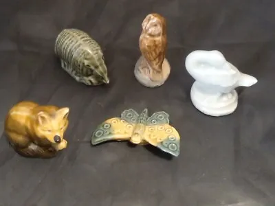 Wade Whimsies X 5 Armadillo OwlWhite Goose Butterfly & Wolf Vintage Minatures • £9.50