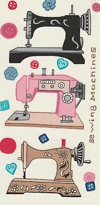 Fabric Picture Panel Sewing Machines Stitching  100% Cotton 11 X 21cm Craft • £1.95