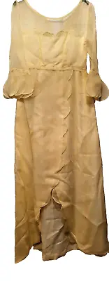 VTG Yellow 1960s 1970s Prom Evening Party Dress Handmade • $35