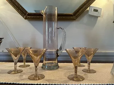 Glass Martini Set - Retro Gold Speckled • $75