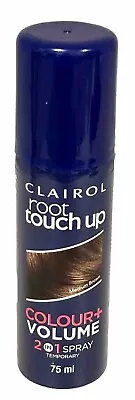 Clairol Root Touch Up  Temporary Grey Coverage &Volume 2-in-1 Spray Medium Brown • £8.99