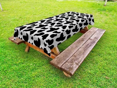 Cow Print Outdoor Tablecloth Cow Hide Black Spots • £38.99