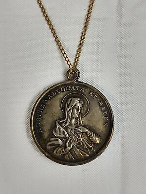 Vtg Italy Vatican Regina Advocata Et Mater Sacred Heart Of Jesus Medal On Chain  • $22.50