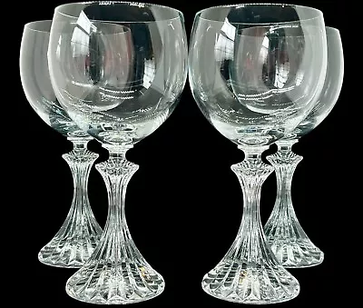 Vintage Mikasa Crystal THE RITZ Water Goblets Wine Glasses Set/4 Stemware 7  T • $48