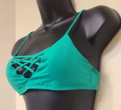 NEW L-Space Bikini Top Seamless Front Size Medium Green Womens Swimwear • $19.95