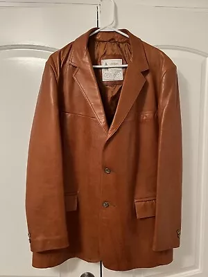 London Fog Leather Jacket Men's 46 Long Sport Coat Blazer Vintage NICE • $150