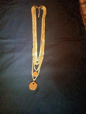 Vince Camuto Gold Tone Multi Layered Chain Pendant Necklace  • $25