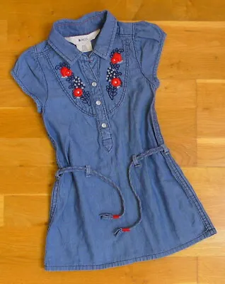 £6.50 • Buy *New* H&M Retro Look Denim Dress With Embroidered Flowers - 18-24 Months (92cm)
