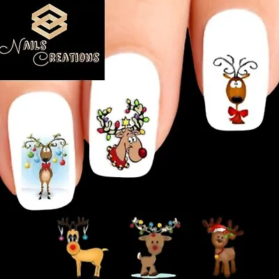 Christmas Holiday Reindeer With Ornaments Assorted Set Of 20 Waterslide Nail Dec • $7.75