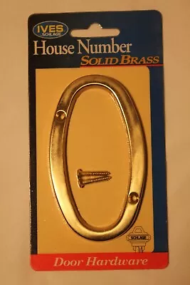 IVES SCHLAGE Solid Brass House Number  0  ZERO New Vintage (June 2000) Sealed • $8