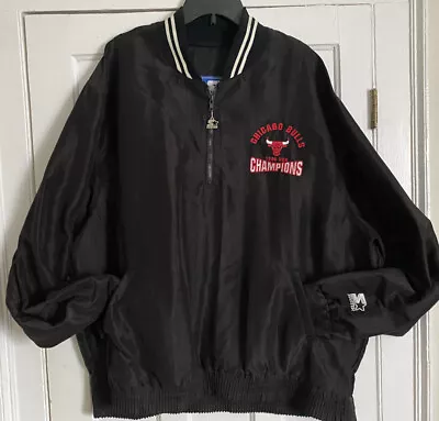 Vtg Made In USA CHICAGO BULLS 1996 NBA CHAMPIONS STARTER XXL Pullover Jacket   • $64.99