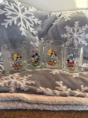 McDonalds Walt Disney World 2000 Mickey Celebration Square Glasses Cups Set 4 • $18