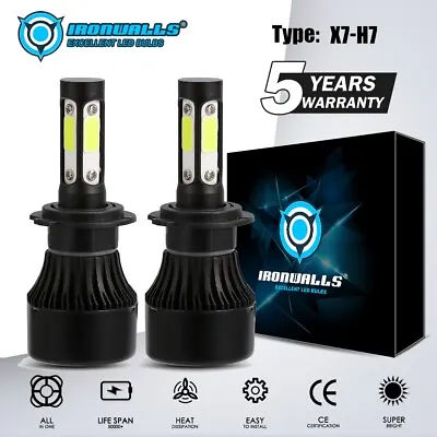 4Sides H7 LED Headlight Bulbs Kit High Low Beam 6500K Super White 360000LM • $17.99