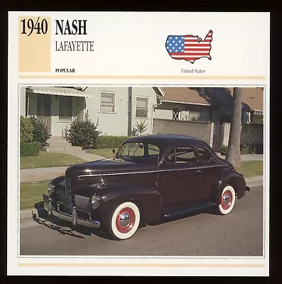 1940 Nash Lafayette  Classic Cars Card • $4.95
