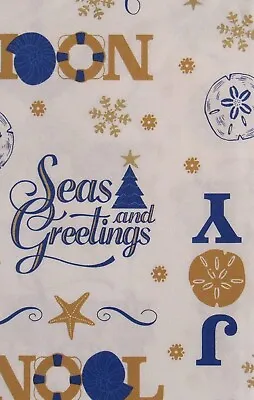 Christmas Seas Greetings Nautical Vinyl Flannel Tablecloth Var Size ByMAINSTREAM • $16.38
