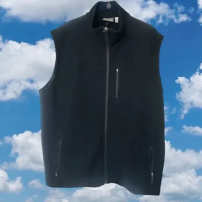 Ibex Mens Sweater Vest XL Full Zip Black Merino Wool Pockets Outdoor Sleeveless • $96