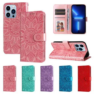 $14.98 • Buy Sunflower Leather Flip Wallet Case For IPhone 14 Pro Max 14 11 7 6s 8+ XR XS Max