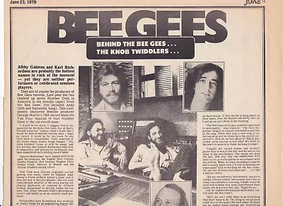 Bee Gees Producers Interviews - Juke Magazine 23 June 1979 - 1 Page • $1