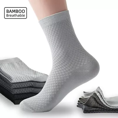 5 Pairs Men Bamboo Fiber Business Dress Socks Deodorant Breathe Socks 7-11 10-13 • $11.39