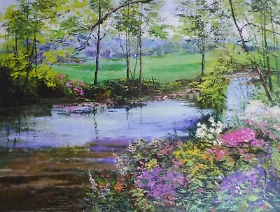 Mark King (1931-2014)  Landscape With Flowers  Canvas HAND SIGNED British Artist • $295