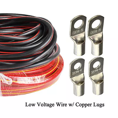 Automotive Battery Power Wire Kit With Copper Cable Lugs 2 Gauge Truck Solar 24V • $13.15