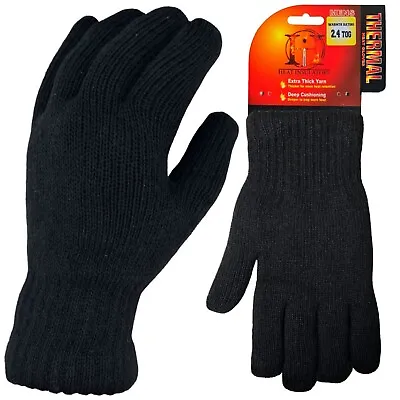 Mens Thermal Gloves Heat Mate 2.4 Tog Insulated Lined Knitted Winter Warm • £4.95