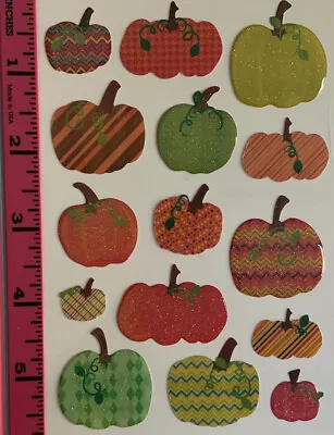 $3.50 • Buy Fall Harvest Epoxy Patterned Sparkly Pumpkin Stickers Papercraft Scrapbook