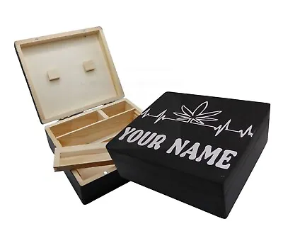 £15.99 • Buy Personalized Rolling Stash Box, Removable Tray & Hidden Compartment (Heart-beat)