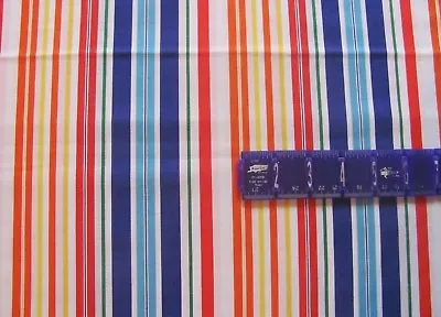 18  X 43  Stripes Beach Summer Cabana Color Ribbons Lines On White Cotton Fabric • $3.13