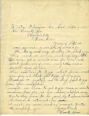 1890s Letter From Vinton Plumas County CA To Virginia City Nevada • $31.99