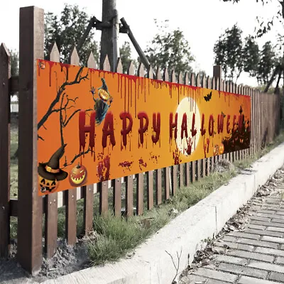 Happy Halloween Banner Large Yard Signs Party Supplies Backdrop Poster Decor • £4.69