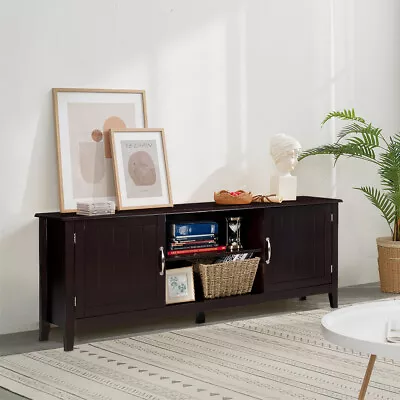 TV Stand Entertainment Media Center Brown TV's Up To 65  W/Storage Cabinets • $119.95