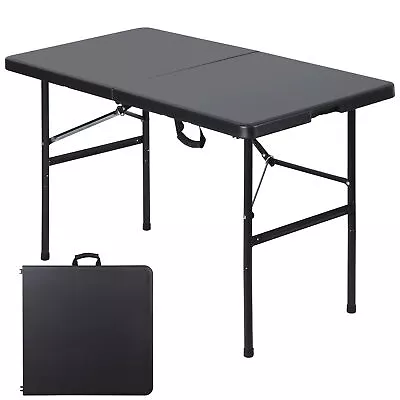 4 Ft Folding Table Plastic Camping Table For Party Dining In/Outdoor White/Black • $48.58