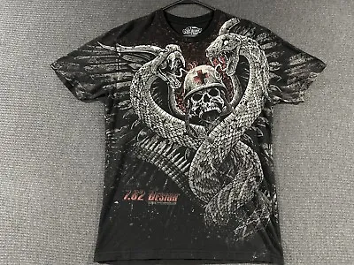 7.62 Design Shirt Medium Skull Snake All Over Print AOP Black Military Medical • $19.99