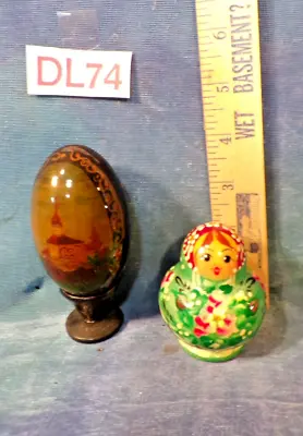 Vintage 1990s Russian Matryoshka Nesting Doll W Artisan Signed Egg & Stand DL74 • $9.99