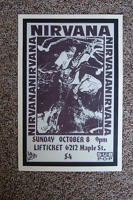 $4 • Buy Nirvana Concert Tour Poster 1989 Omaha Lifticket --