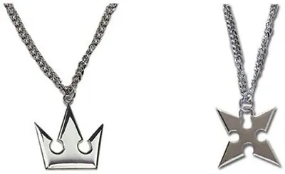 Kingdom Hearts Sora's Crown & Roxas's Cross Necklaces Set Couple Necklaces Gifts • $50.12