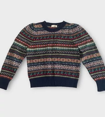 J. Crew Women’s Sweater Size XS Fair Isle Nordic Cherry Flower Crew Neck • $24.99