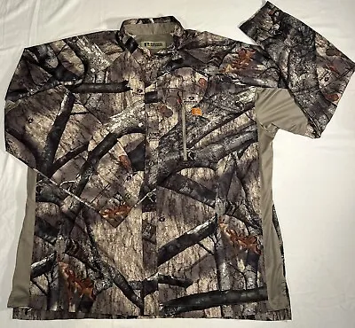 Russell Outdoors Mossy Oak Treestand Hunting Camo Button Up Shirt Mens Large • $10