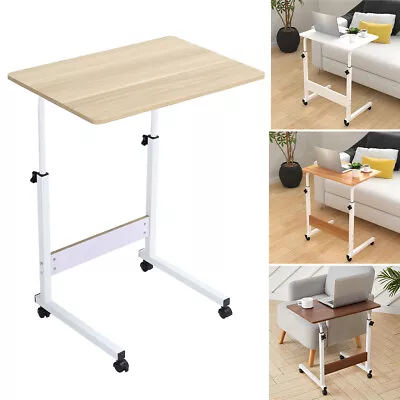 Movable TV Dinner Laptop Tray Adjustable Over Bed Table Desk Sofa Bed On Wheels • £18.95