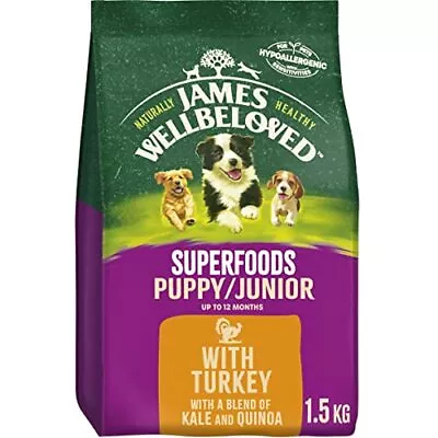 £12.99 • Buy James Wellbeloved Superfoods Complete Hypoallergenic Puppy/Junior Dry Dog Food