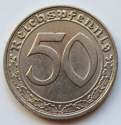 3. Reich 50 Pfennig 1938 J Hamburg J. 365 - Rare - (318) • £58.72