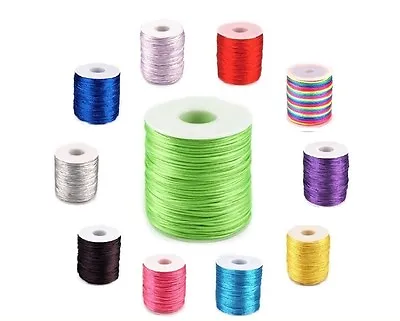 2mm Rattail Satin Cord 80 COLOURS Nylon Thread Kumihimo Shamballa Macrame 2m-20m • £1.50