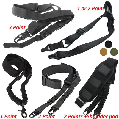 Tactical One/Two/Three Point Sling Strap Bungee Rifle Gun Sling With QD Buckle • $11.98