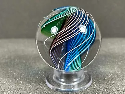 1.95  Marble Handmade Contemporary Art Multi Swirl W Mica Hot House Glass 2010 • $128