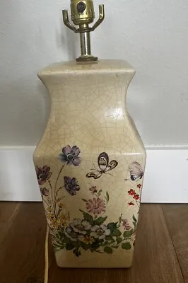 Vintage Hand-painted Porcelain Floral Table Lamp Signed By Artist Murray Feiss • $99.99