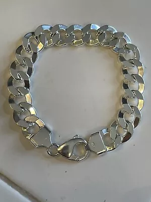 Pure S925 Sterling Silver Chain Men Women 13mm Curb Link Bracelet 55g 9” • $95